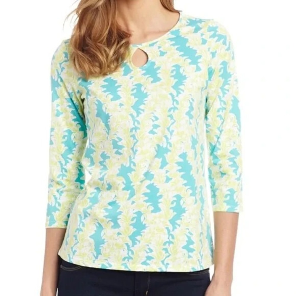 PENDLETON Women Large Amelia Island Tee Cotton Long Sleeve Floral Tunic Top